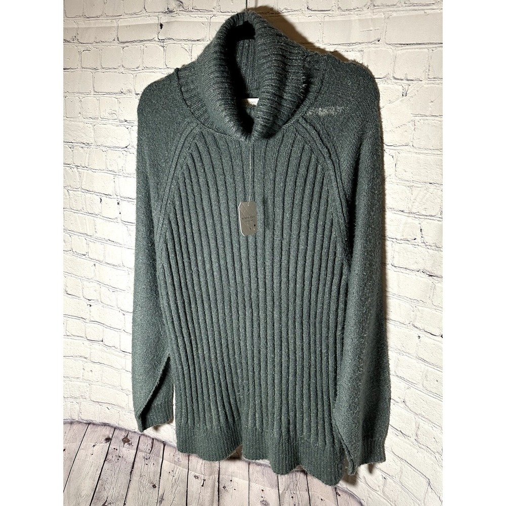 Altar'd State Womens Large Sage Green Ribbed Cowl Neck Raglan Pullover Sweater